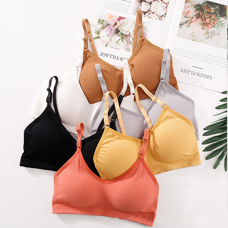 Bralette Triangle Set - 여름용 와이어프리 브라 여성용 심리스 브라렛