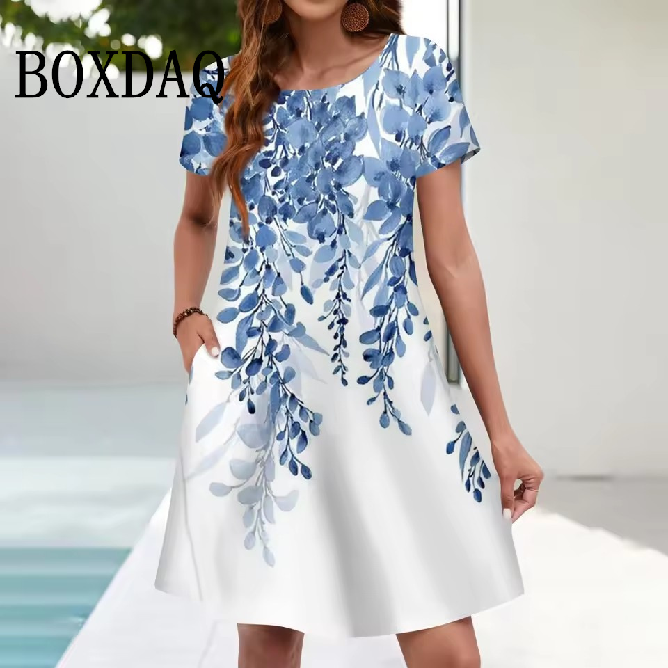 Romper Floral Print - 여성 캐주얼 Sundress 느슨한 주머니 여름