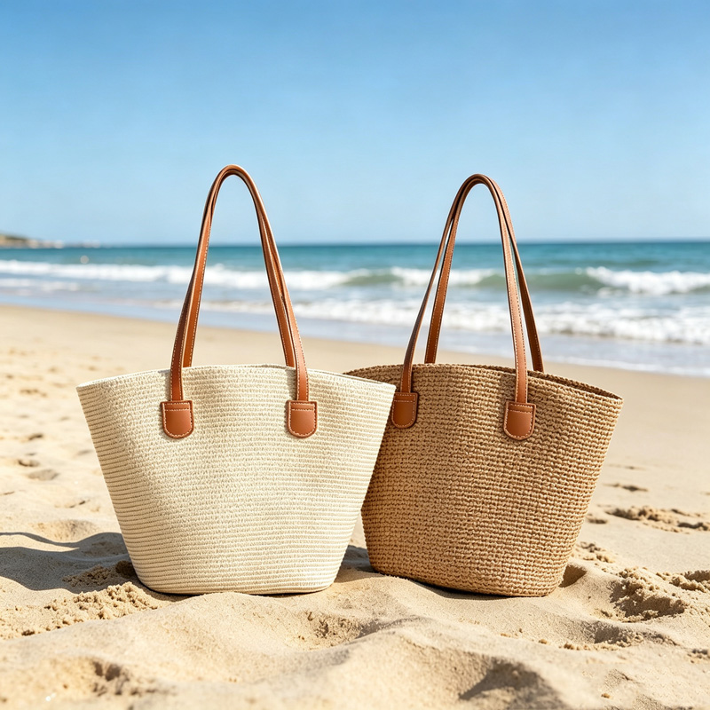 Tote Bag Beach - CLAREGQI 여성용 솔리드 컬러 밀짚 토트백,