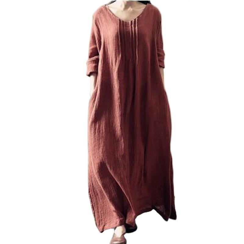 Linen Dress Wrap - 코튼 린넨 빈티지 풀 원피스 캐주얼