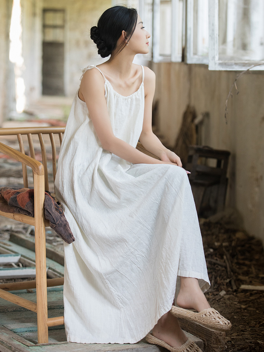 새로운 중국 스타일 고급 삼베 거즈 여성용 랩 염색 루 - Linen Dress Wrap 리뷰 및 가격