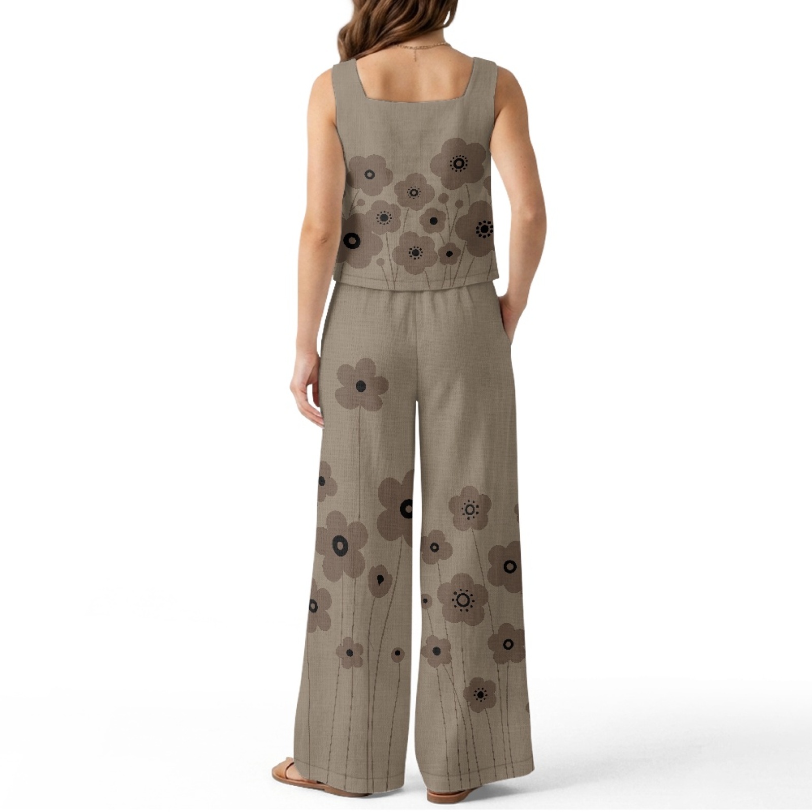 INSTANTARTS 여성용 리넨 조끼 세트 여성용 와 - Linen Pant Wide 리뷰 및 가격