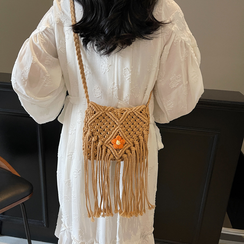 여성을위한 여름 가방 수제 술 비치 가방 짠 핸드백 휴 - Crochet Bag Raffia 리뷰 및 가격
