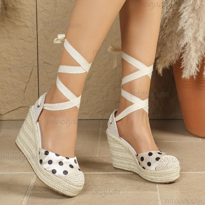 2026 새 봄 여름 여성용 도트 에스파드리유 웨지 샌 - Wedge Espadrille Women 리뷰 및 가격