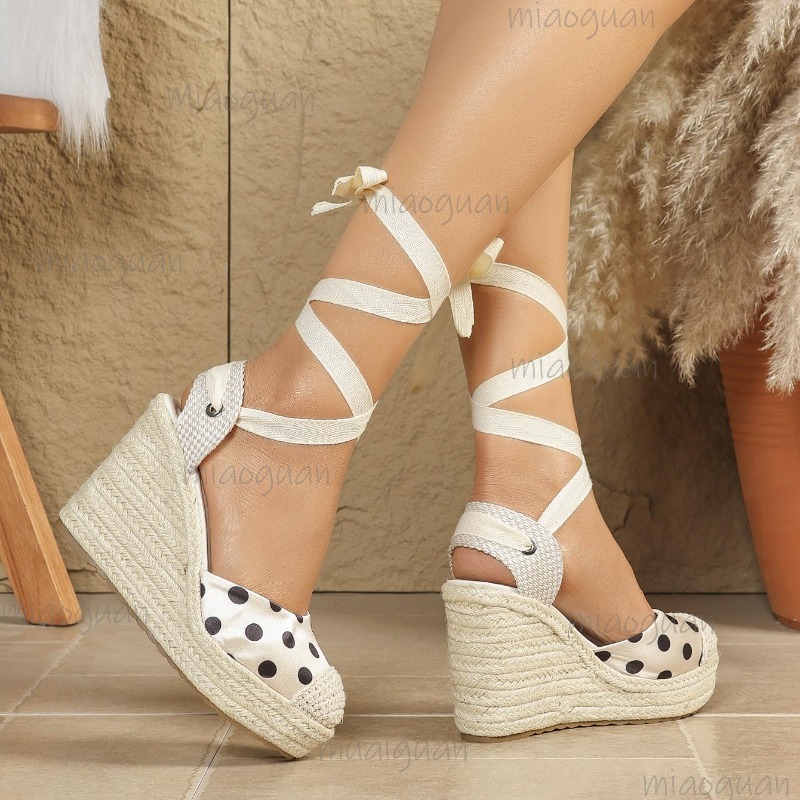 2026 새 봄 여름 여성용 도트 에스파드리유 웨지 샌 - Wedge Espadrille Women 리뷰 및 가격