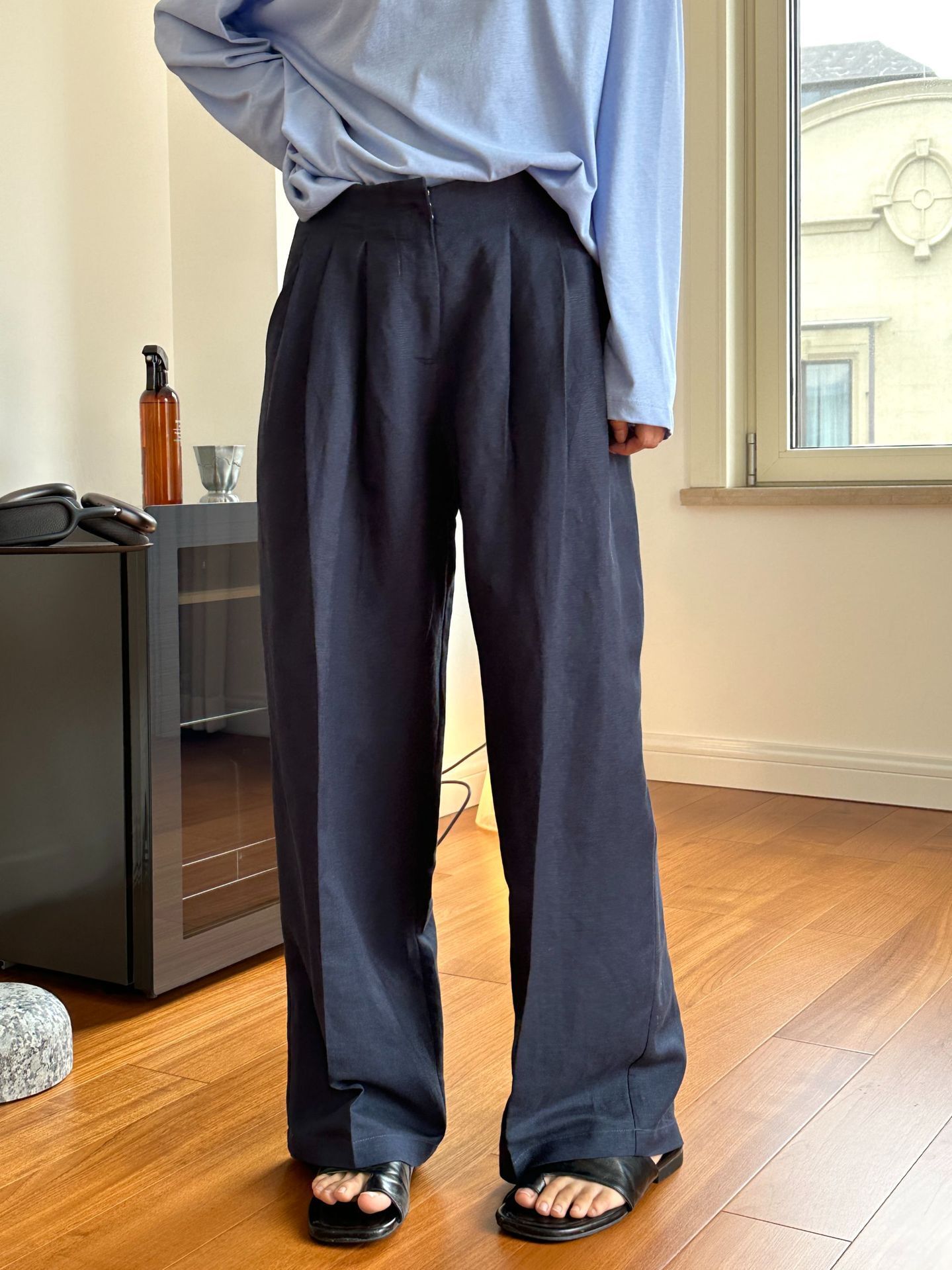 캐주얼 린넨 와이드 레그 팬츠 플리츠 통근용 하이웨이스 - Linen Pant Wide 리뷰 및 가격