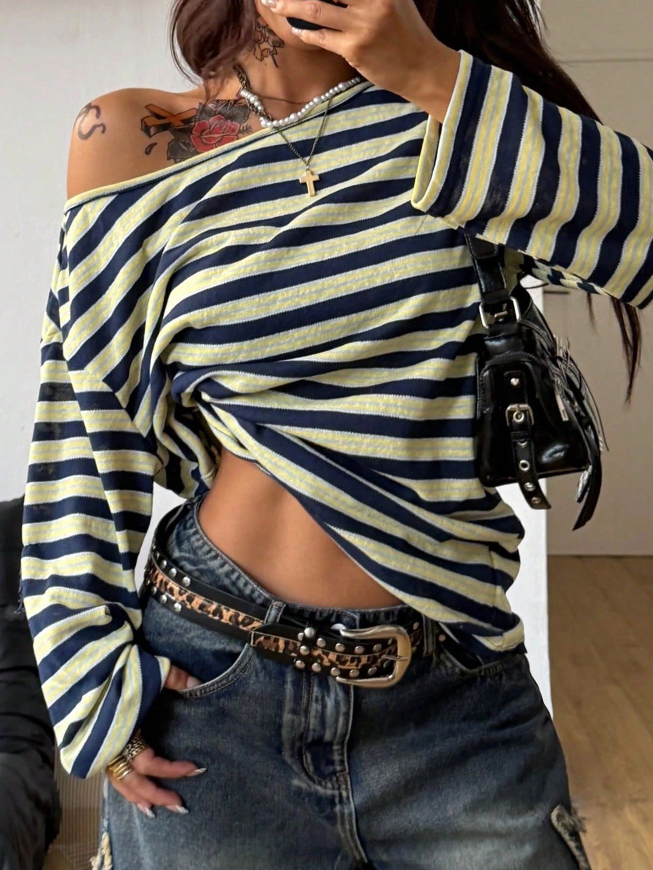 여성용 오버사이즈 스트라이프 블루 오프숄더 슬랜트넥 드 - Blouse Off Shoulder 리뷰 및 가격
