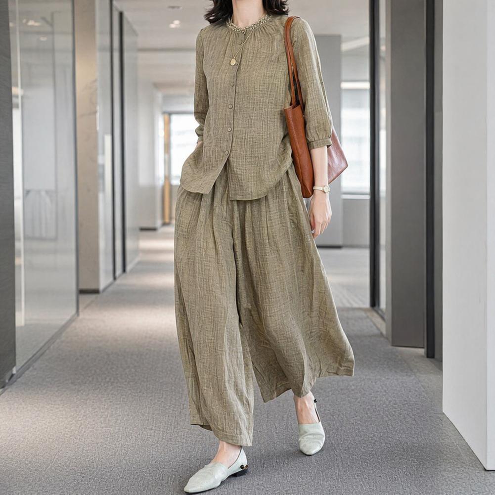 2026 플러스 사이즈 캐주얼 수트 여성용 2피스 면마 - Linen Pant Wide 리뷰 및 가격