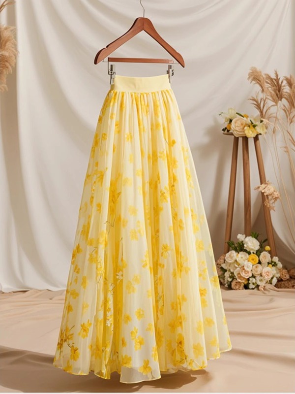 2026년 여름 하이웨이스트 옐로우 A라인 스커트 여성 - Midi Skirt Floral 리뷰 및 가격