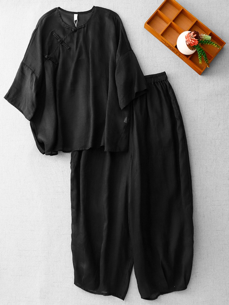 새로운 중국풍 젠 스타일 여성용 면 린넨 수트 여름 패 - Linen Pant Wide 리뷰 및 가격