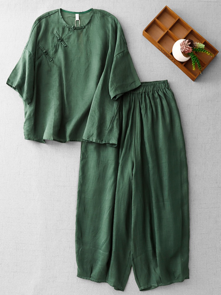 새로운 중국풍 젠 스타일 여성용 면 린넨 수트 여름 패 - Linen Pant Wide 리뷰 및 가격
