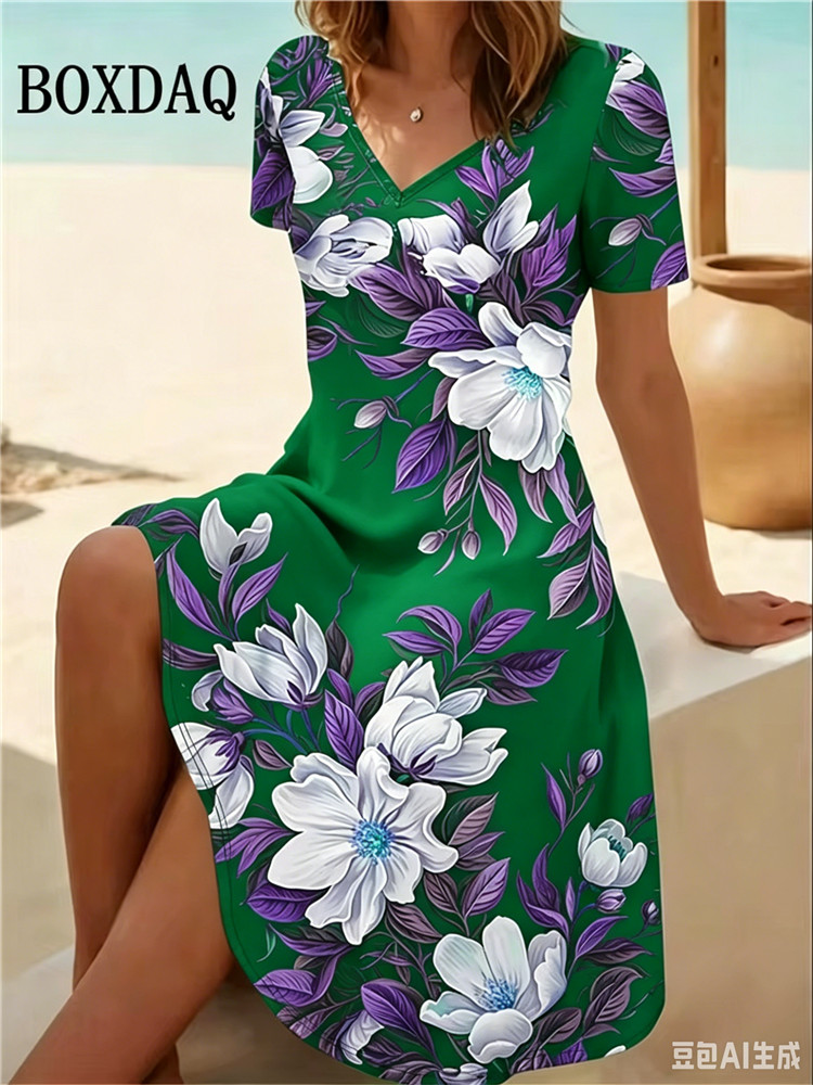 6XL 플러스 사이즈 여성 드레스 여름 해변 캐주얼 A - Romper Floral Print 리뷰 및 가격
