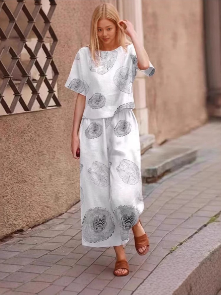 2025 봄 여름 뉴 플러스 사이즈 2 피스 세트 여성 - Linen Pant Wide 리뷰 및 가격