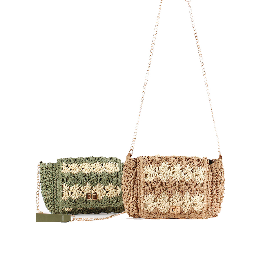 여성용 밀짚 크로스백, 여름 패치워크 숄더백, 라피아  - Crochet Bag Raffia 리뷰 및 가격