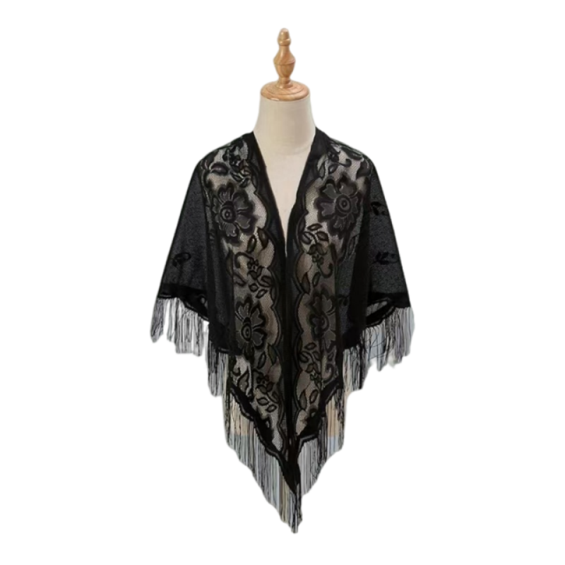 플로럴 레이스 숄 랩 여성 자수 스카프 프린지 시스루  - Kimono Sheer Floral 리뷰 및 가격