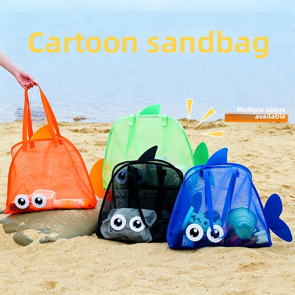 어린이용 메쉬 비치백, 화려한 만화 상어 동물 모양,  - Tote Bag Beach 리뷰 및 가격