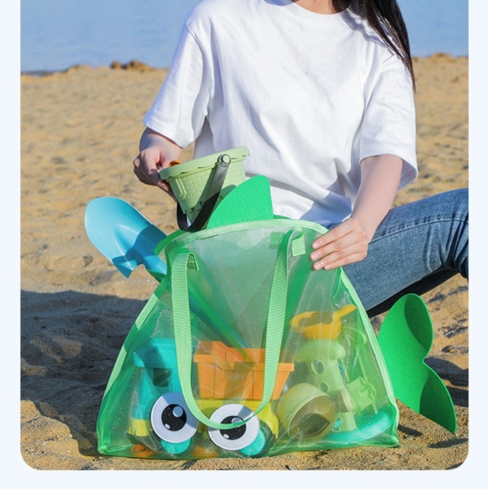 어린이용 메쉬 비치백, 화려한 만화 상어 동물 모양,  - Tote Bag Beach 리뷰 및 가격