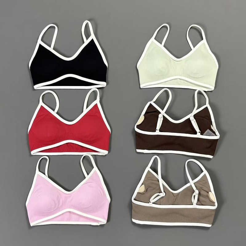 여성용 콘트라스트라인 요가 브라 V넥 화이트 엣지 얇은 - Crop Top Crochet 리뷰 및 가격