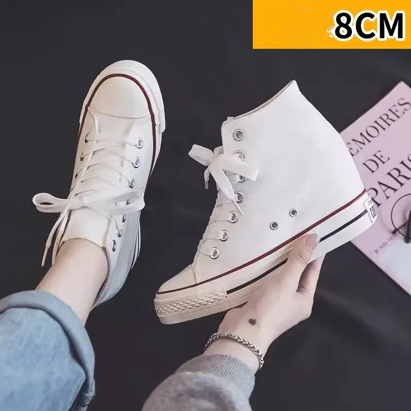 여성용 8cm 플랫폼 캔버스 슈즈, 히든 힐, 하이탑  - Wedge Espadrille Women 리뷰 및 가격