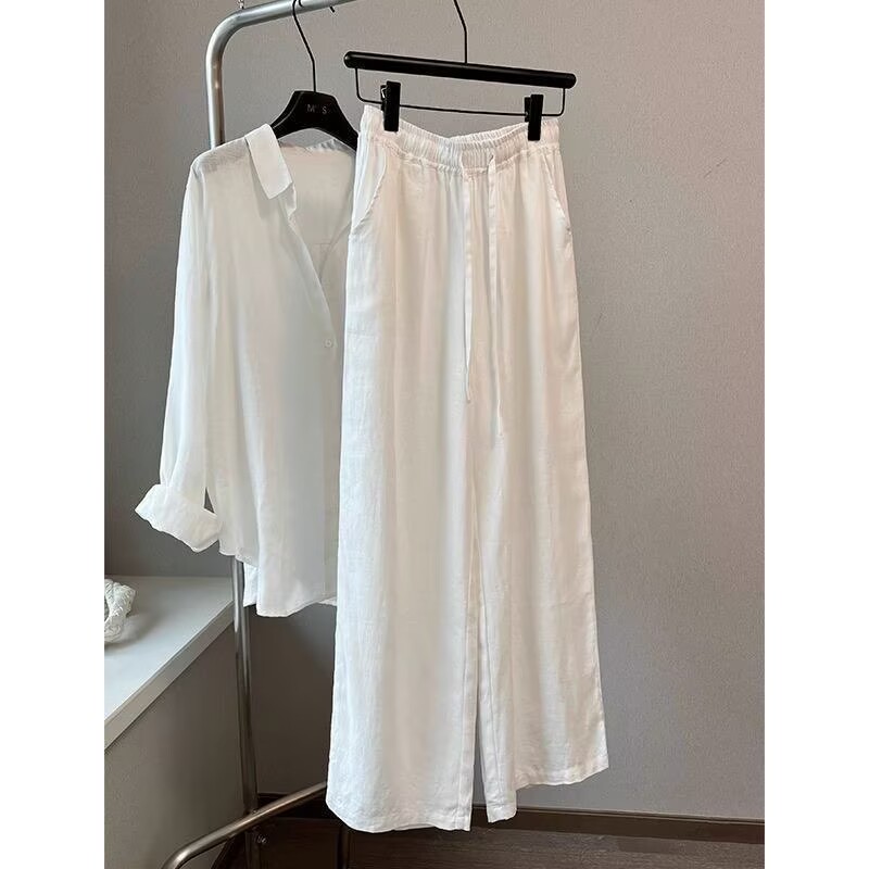 한국 화이트 코튼 린넨 와이드 레그 팬츠 셔츠 세트 여 - Linen Pant Wide 리뷰 및 가격
