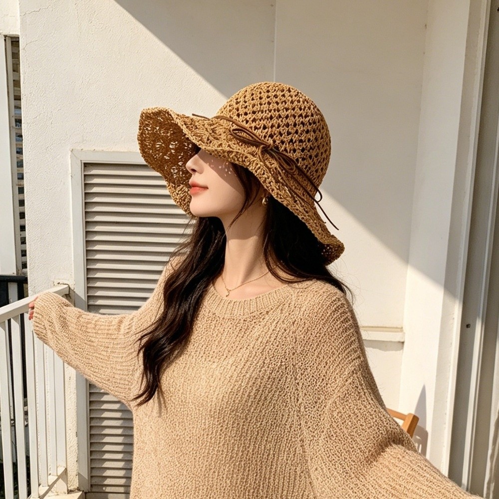 손으로 짠 크로셰 밀짚모자 넓은 챙 접이식 파나마햇 자 - Hat Floppy Wide 리뷰 및 가격