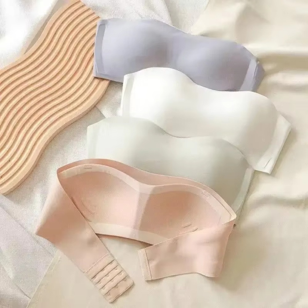 솔리드 컬러 Strapless 래핑 된 브래지어 보이지 - Bralette Triangle Set 리뷰 및 가격