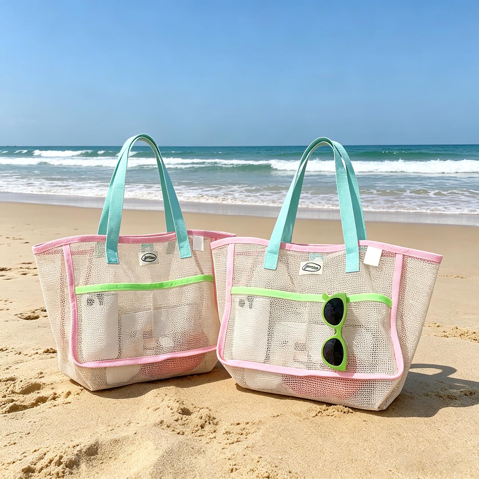여성용 비치백, 화려한 접이식 그물망 모래 가방, 여행 - Tote Bag Beach 리뷰 및 가격