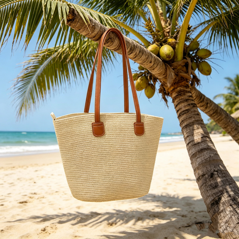 CLAREGQI 여성용 솔리드 컬러 밀짚 토트백, PU - Tote Bag Beach 리뷰 및 가격