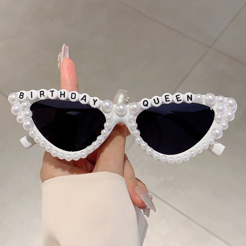 고양이 눈 디자인 선물 음영 반짝 이는 진주 장식 핑크 - Sunglasses Cat Eye 리뷰 및 가격