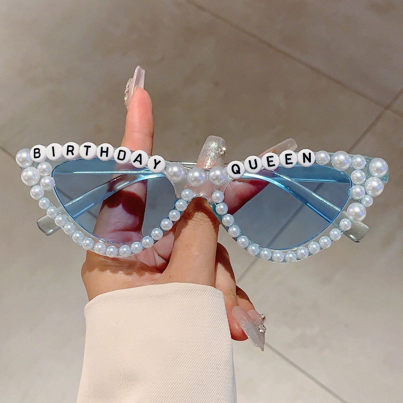 고양이 눈 디자인 선물 음영 반짝 이는 진주 장식 핑크 - Sunglasses Cat Eye 리뷰 및 가격