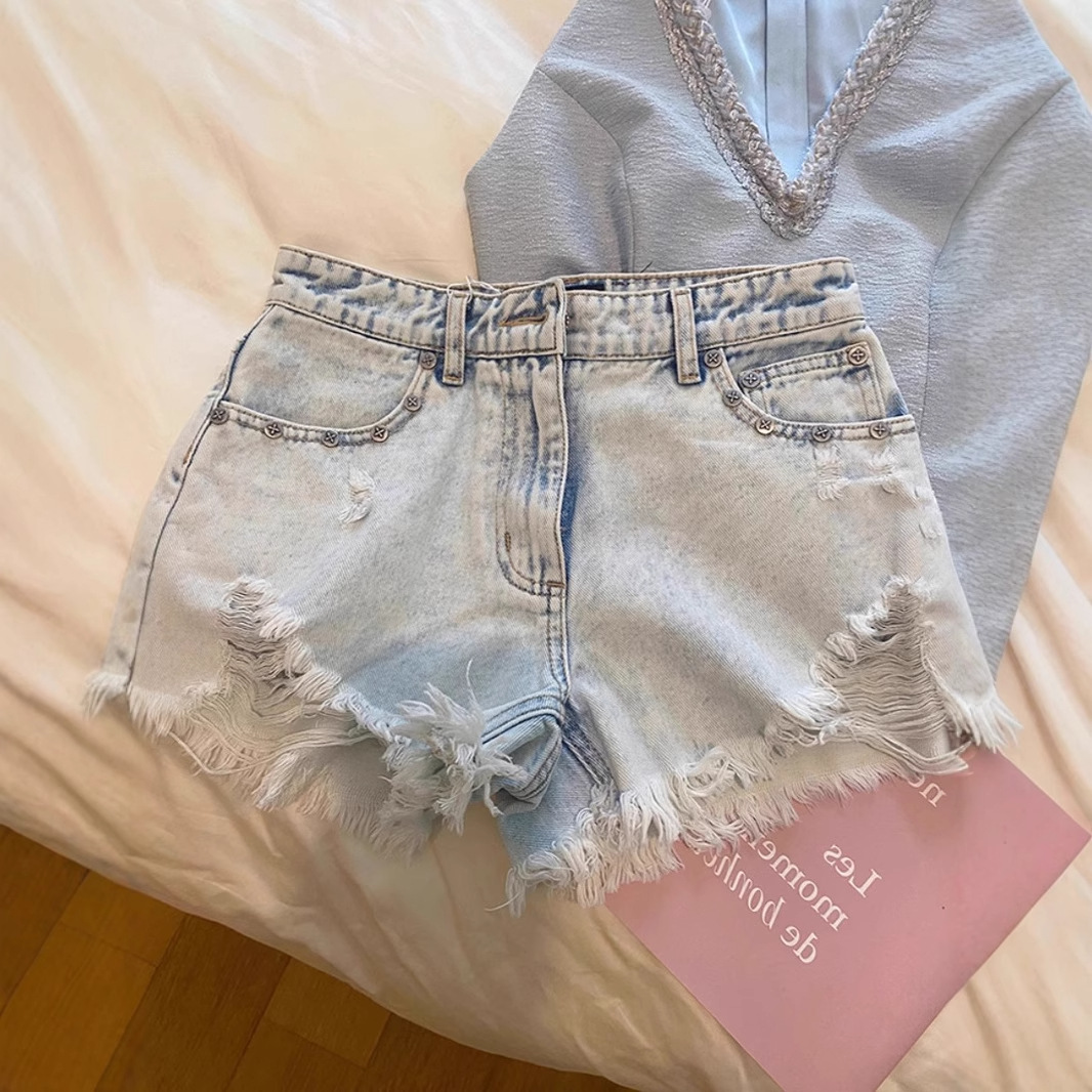 2026 여름 빈티지 워싱 자수 프레이드 데님 반바지  - Shorts Denim Frayed 리뷰 및 가격