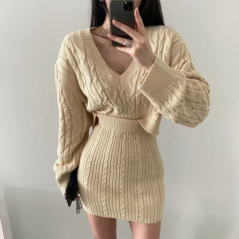 여성용 스위트 솔리드 컬러 한국 니트 투피스 드레스 V - Linen Dress Wrap 리뷰 및 가격