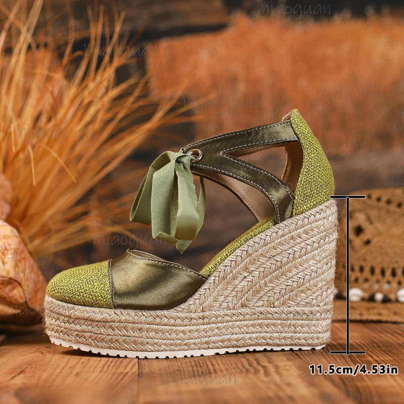라운드 토 커버 힐 여성용 레이스업 여름 캐주얼 샌들  - Wedge Espadrille Women 리뷰 및 가격