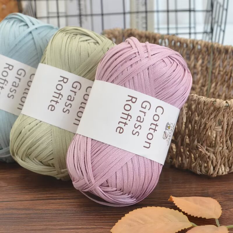 새로운 멀티 컬러 라피아 면사 플랫 리본 크로셰 실 여 - Crochet Bag Raffia 리뷰 및 가격