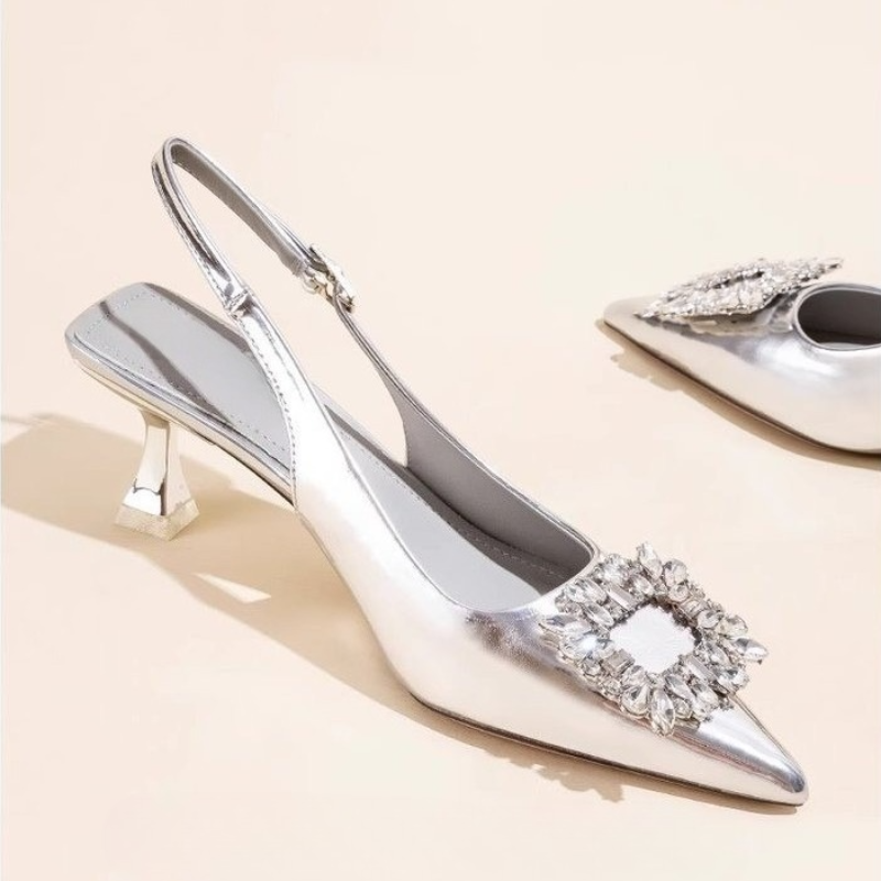 여름 여성 샌들 새 여성 신발 포인티드 토 얕은 누드  - Sandal Strappy Heeled 리뷰 및 가격
