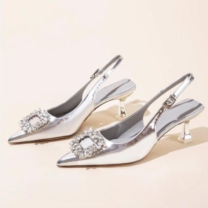여름 여성 샌들 새 여성 신발 포인티드 토 얕은 누드  - Sandal Strappy Heeled 리뷰 및 가격