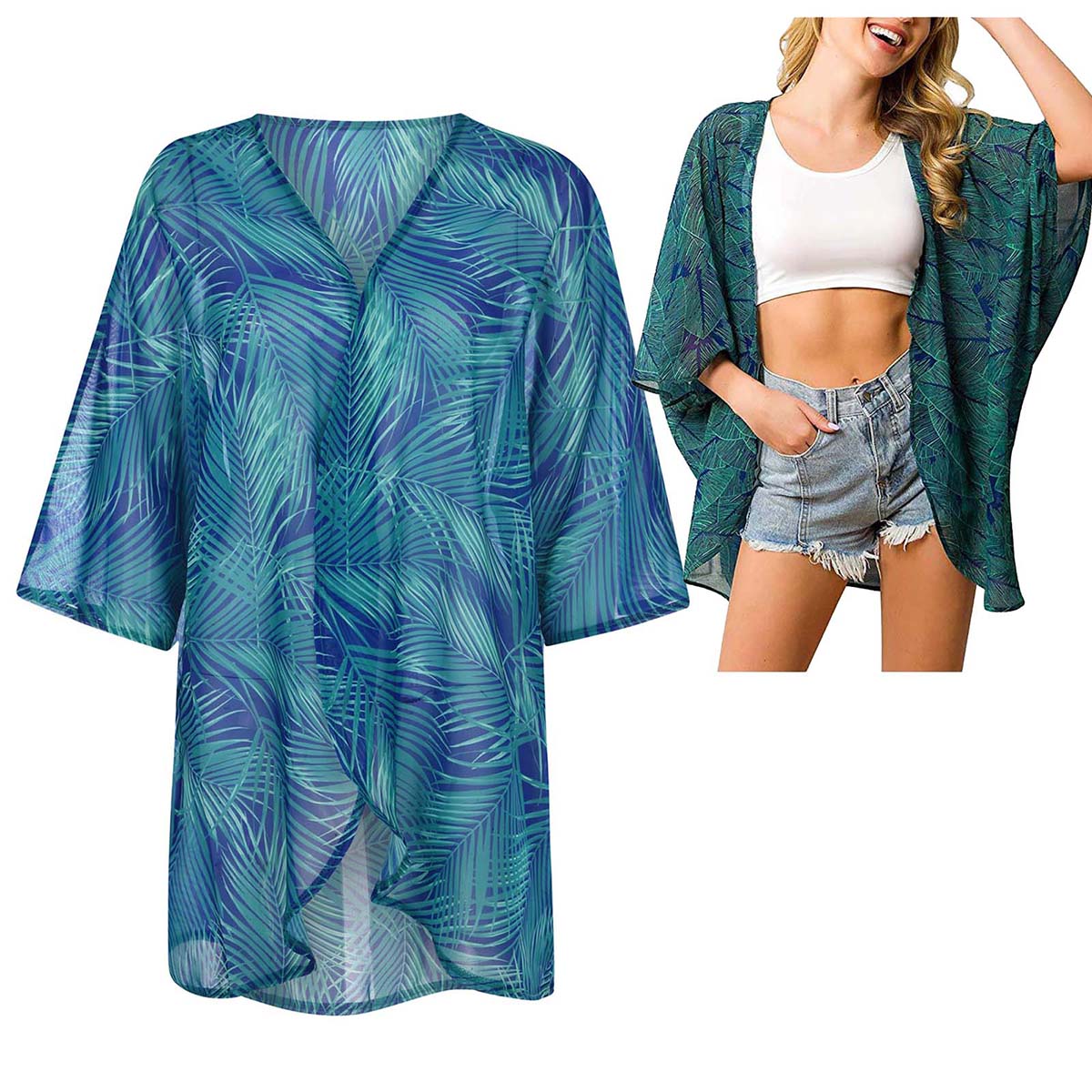 여성용 루즈 시스루 쉬폰 기모노 가디건 비치 수영복 캐 - Kimono Sheer Floral 리뷰 및 가격