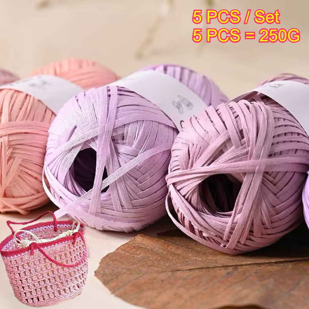 5개입 250g 라피아 종이 로프 니트 실, 손뜨개 여 - Crochet Bag Raffia 리뷰 및 가격
